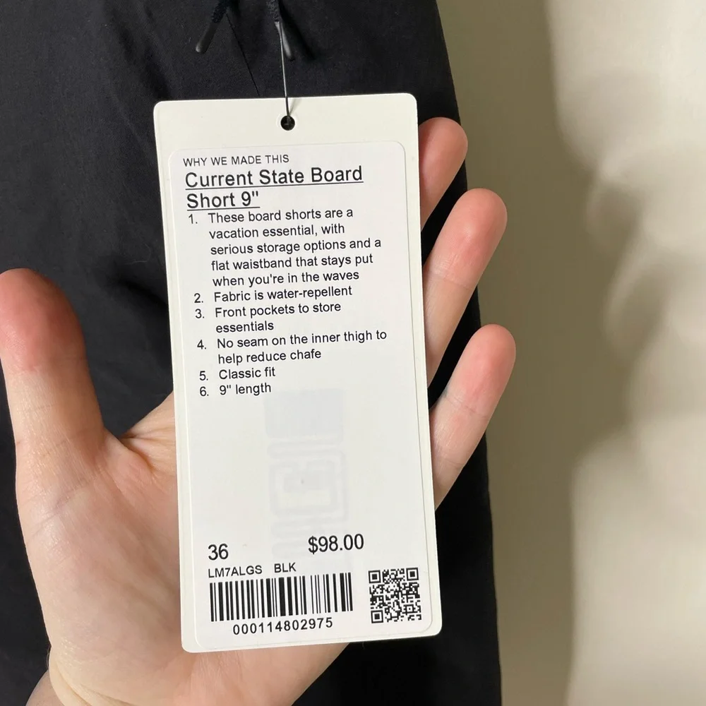 Lululemon Black Current State Board Short 9" 36 - Picture 3 of 5